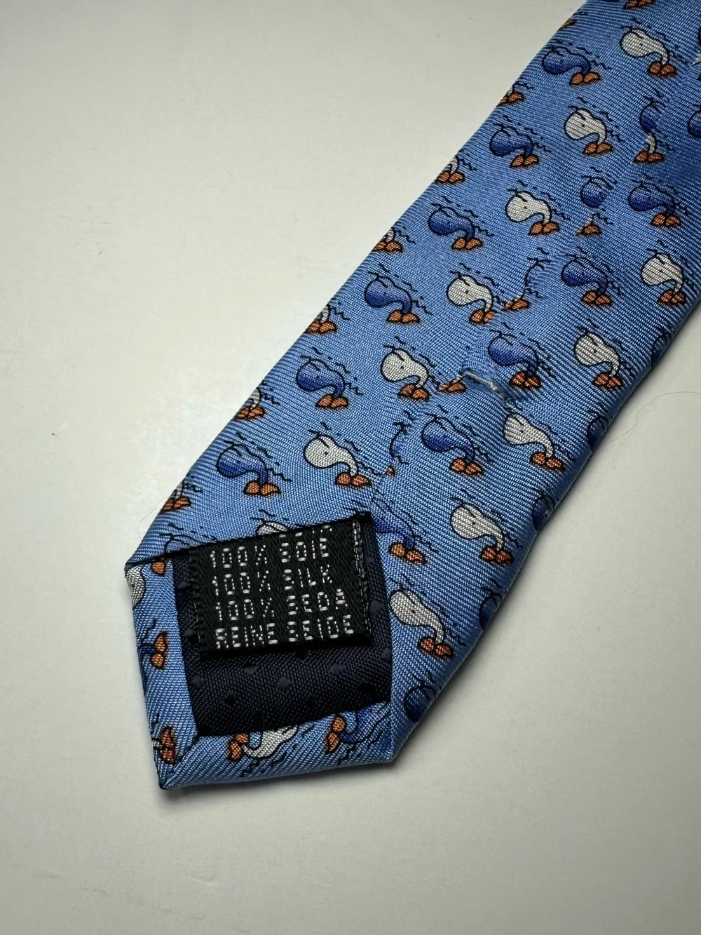 Casanova Venezia Whale Print Silk Tie Blue Novelty Marine Nautical Italy 60”